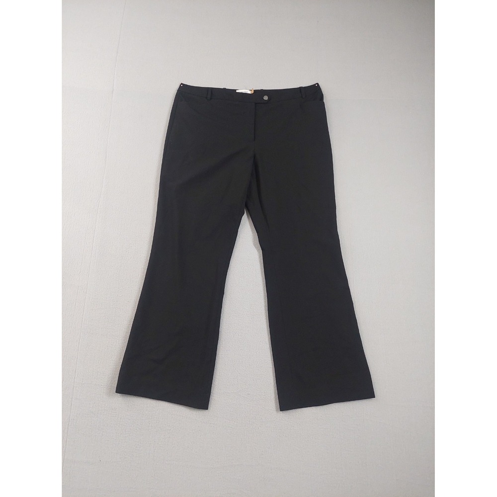 Calvin Klein Women Dress Pant 14 Black Zip Button Stretch Modern Fit Logo Formal